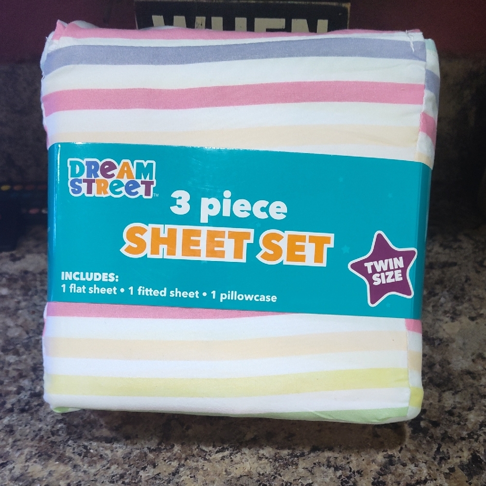 Pastel Striped Twin Sheet Set